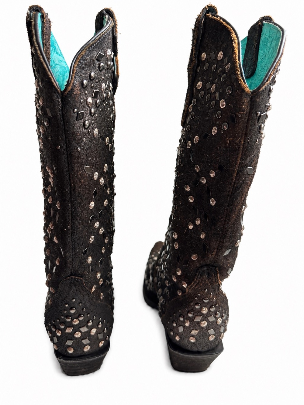 Rare Discontinued Corral Handcrafted Studded Distressed Leather Western Boot 7.5 - Picture 12 of 16